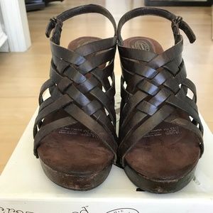 Dr Scholl's Brown Strappy Sandal Heel Cagey Size 7